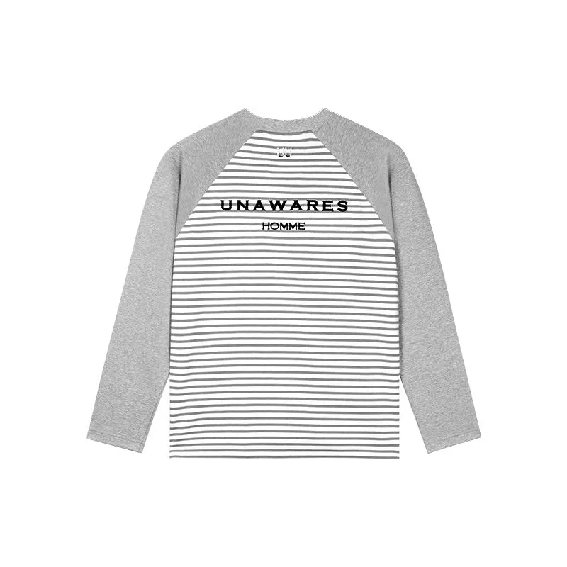 Long-Sleeved T-shirt With Rotator Sleeves And Stripes In Gray