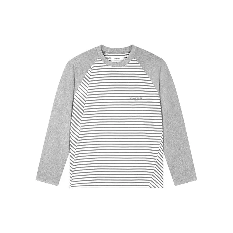 Long-Sleeved T-shirt With Rotator Sleeves And Stripes In Gray
