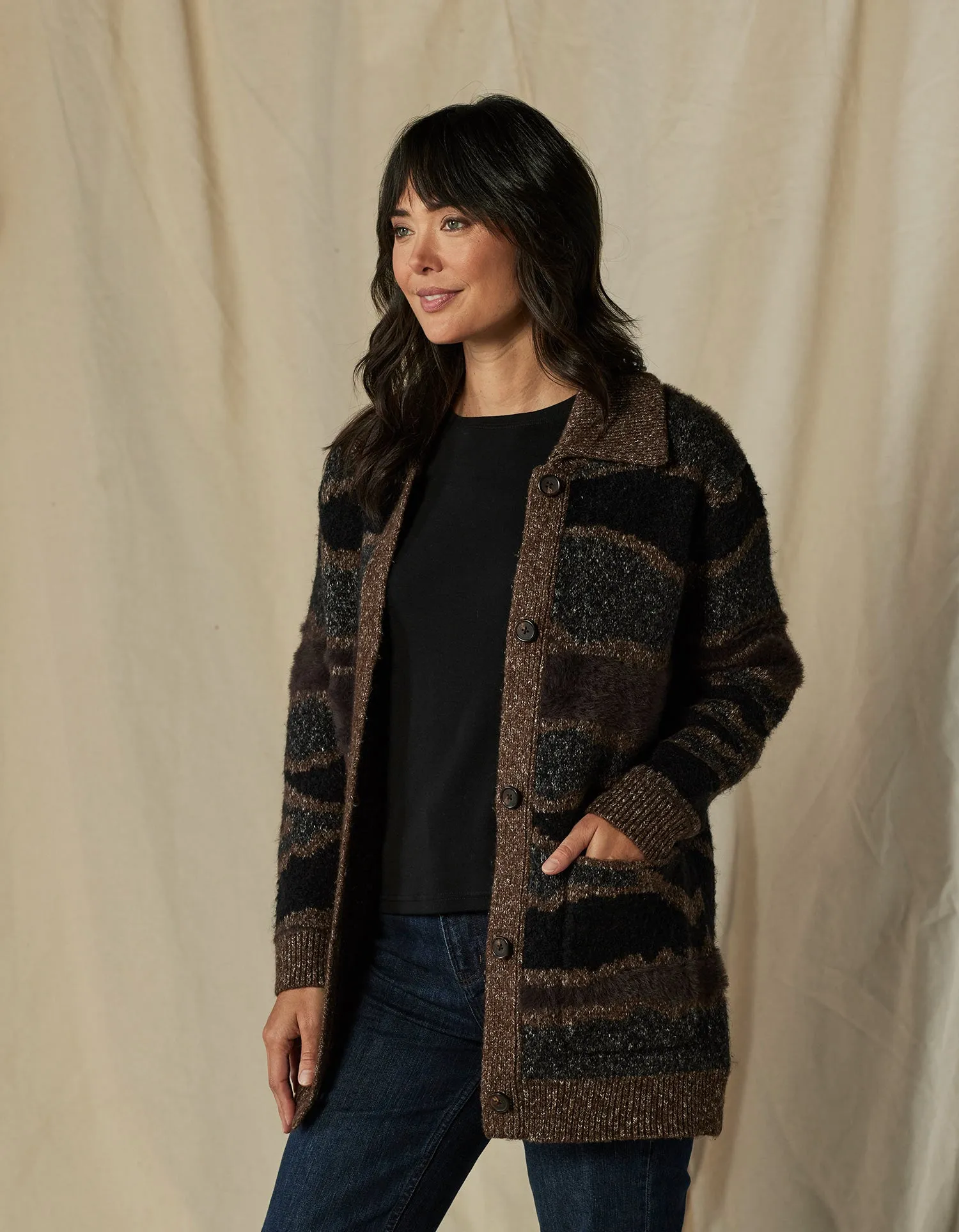 Mary Heritage Cardigan in Black Multi
