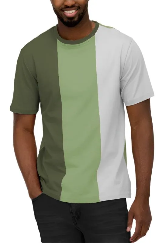 Mens Color Block T-Shirt Short Sleeve