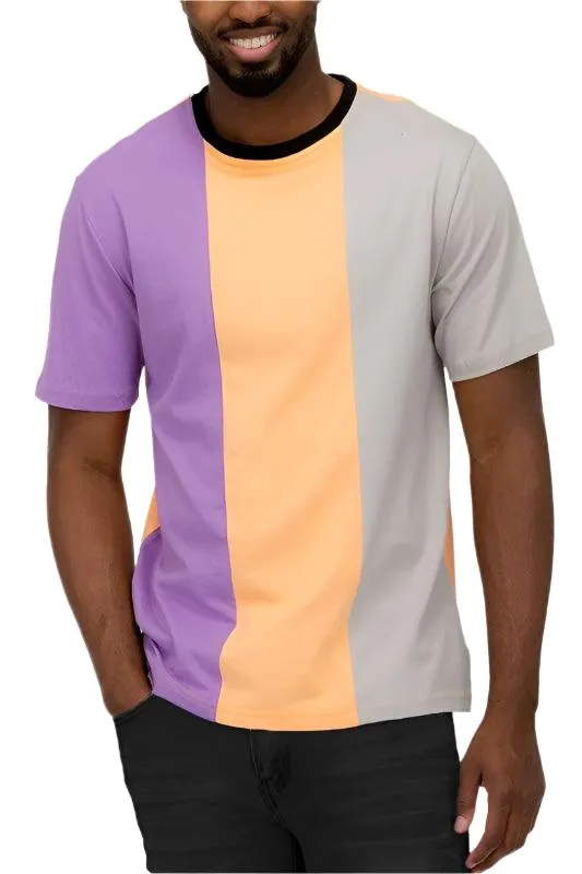 Mens Color Block T-Shirt Short Sleeve