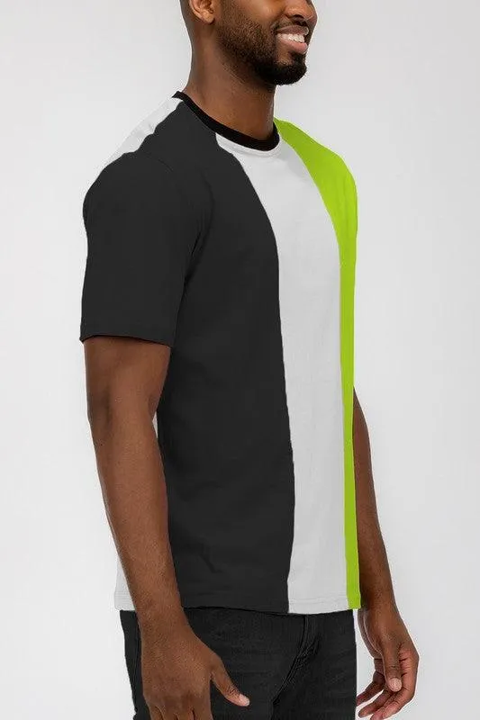 Mens Color Block T-Shirt Short Sleeve