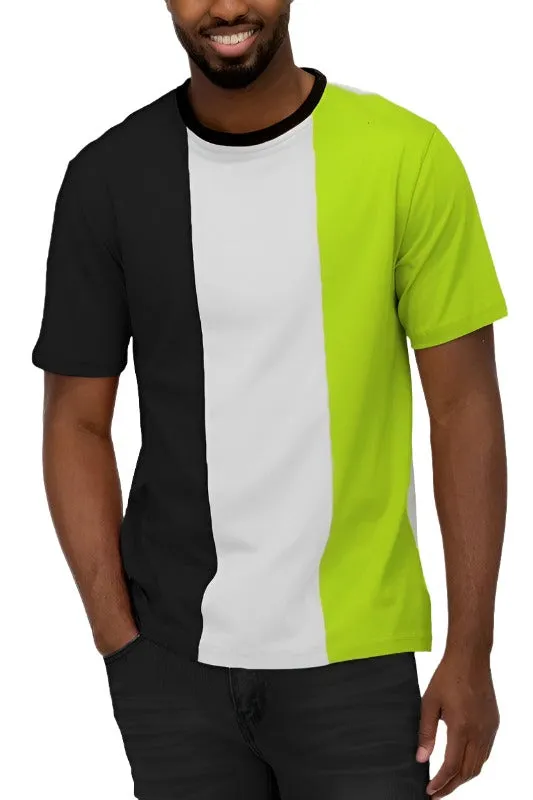 Mens Color Block T-Shirt Short Sleeve