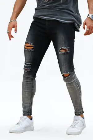 Men's Vintage Skinny Jean - Black And Grey