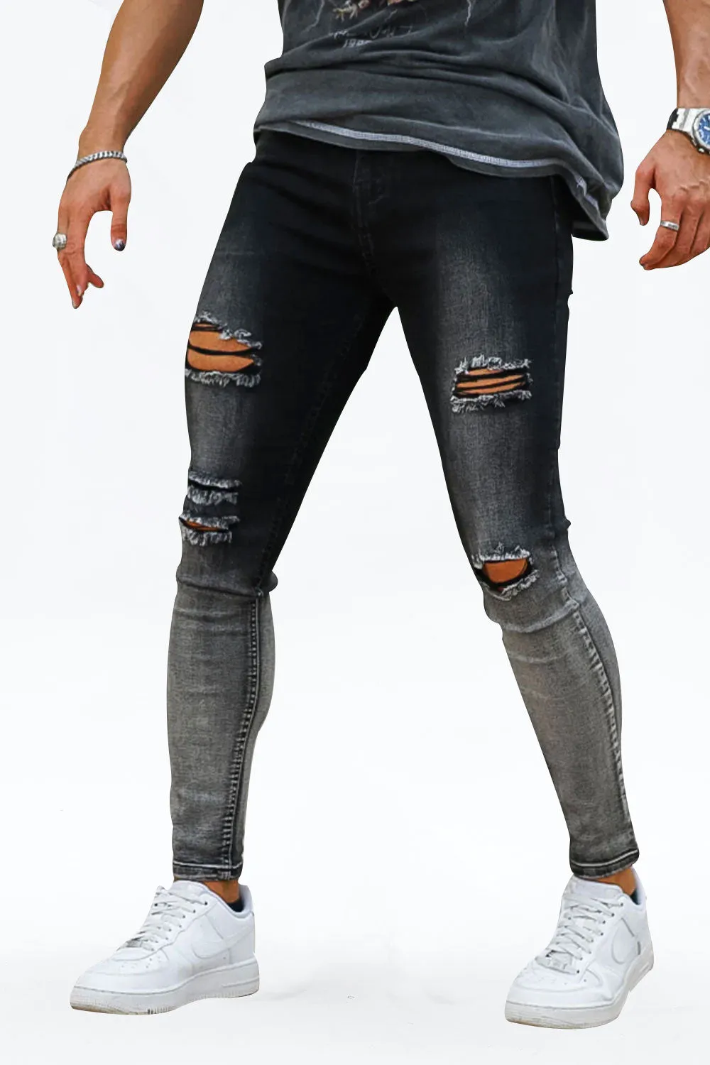 Men's Vintage Skinny Jean - Black And Grey