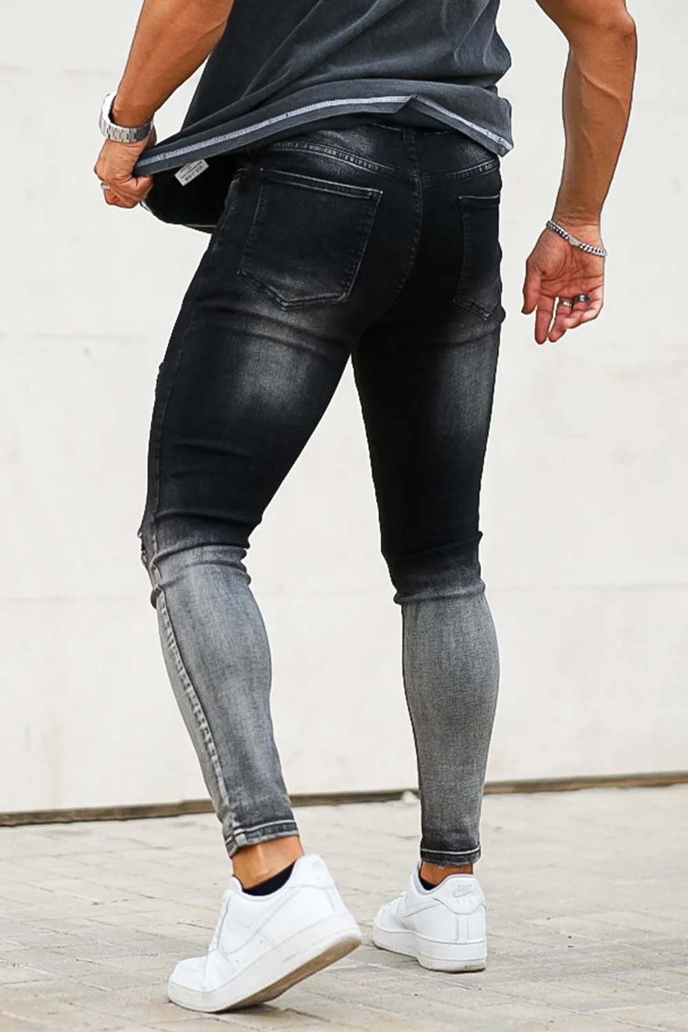 Men's Vintage Skinny Jean - Black And Grey