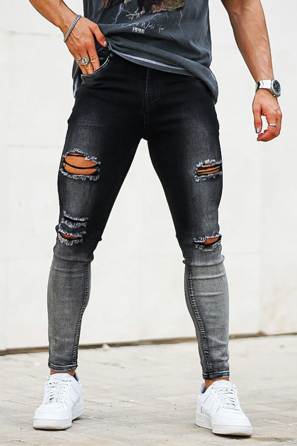 Men's Vintage Skinny Jean - Black And Grey