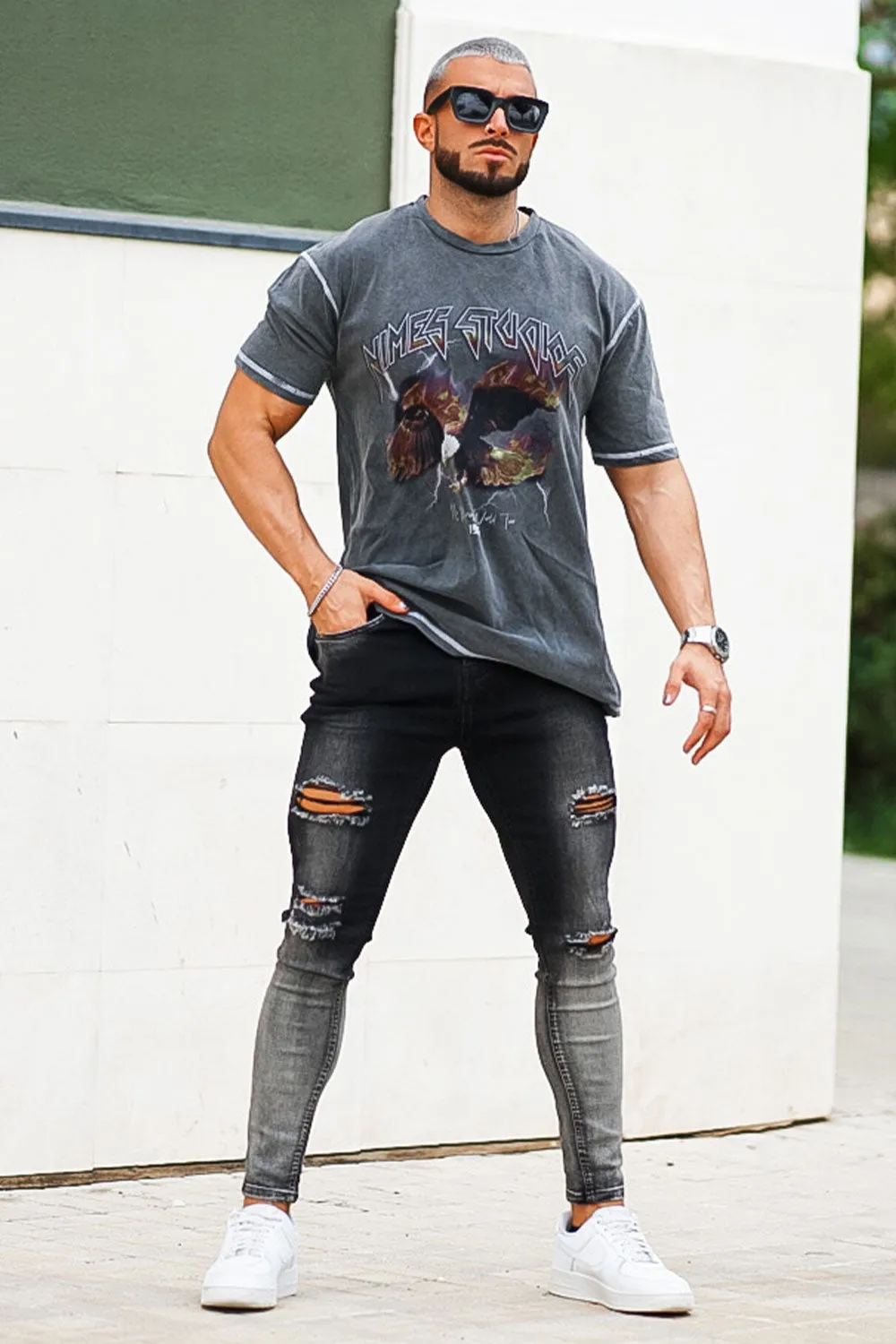 Men's Vintage Skinny Jean - Black And Grey