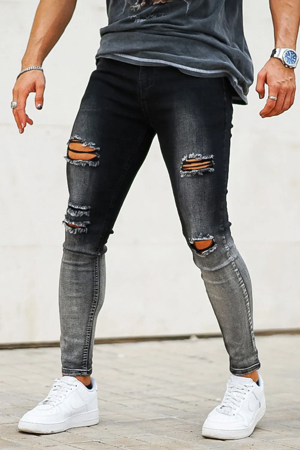 Men's Vintage Skinny Jean - Black And Grey
