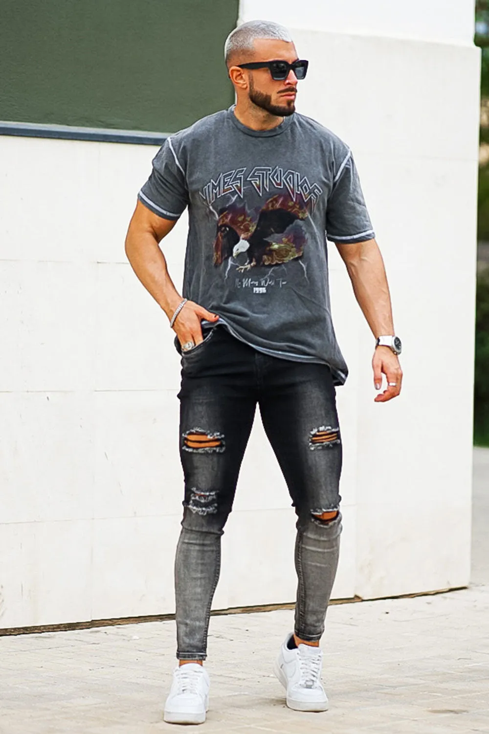 Men's Vintage Skinny Jean - Black And Grey