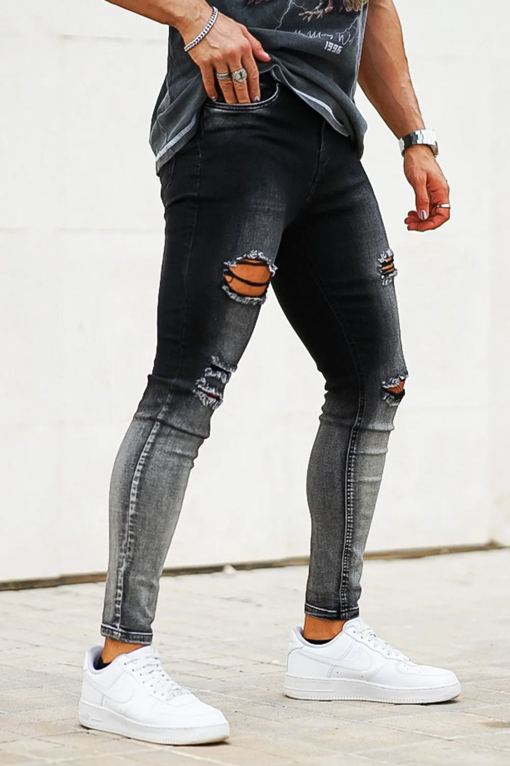Men's Vintage Skinny Jean - Black And Grey