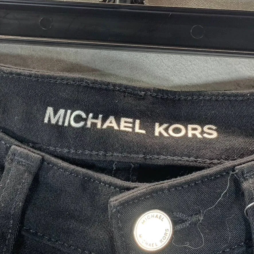 MICHAEL MICHAEL KORS Black Solid Selma Skinny High-Rise Denim Jeans SZ 8
