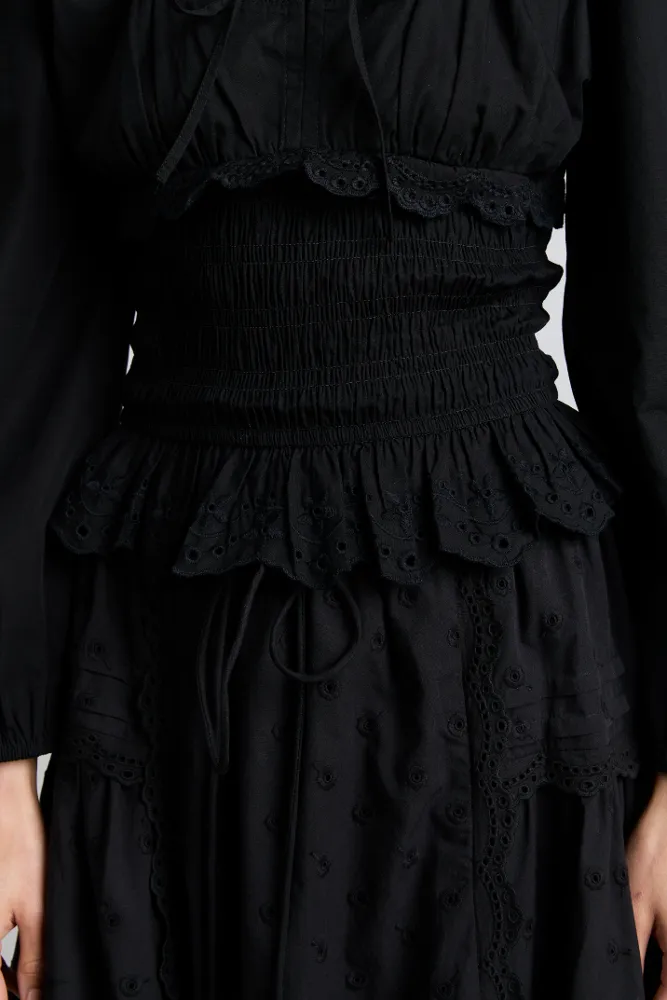 nola embroidered blouse - black