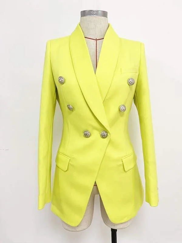 Oversized Double Breasted Yellow Blazer