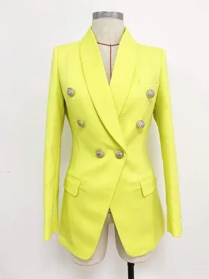 Oversized Double Breasted Yellow Blazer