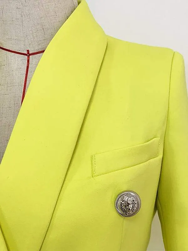 Oversized Double Breasted Yellow Blazer