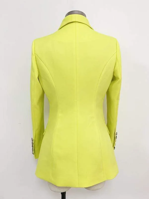 Oversized Double Breasted Yellow Blazer