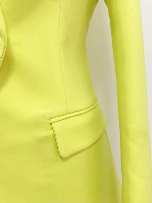 Oversized Double Breasted Yellow Blazer