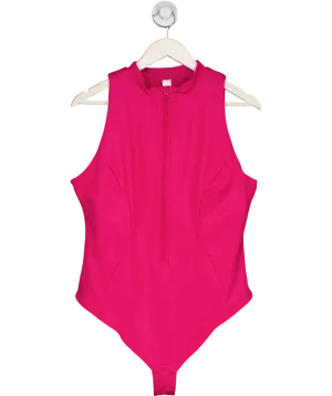 Popilush Pink Shapewear Faux Leather Mock Neck Zip Front Sculpting Bodysuit UK XXXL