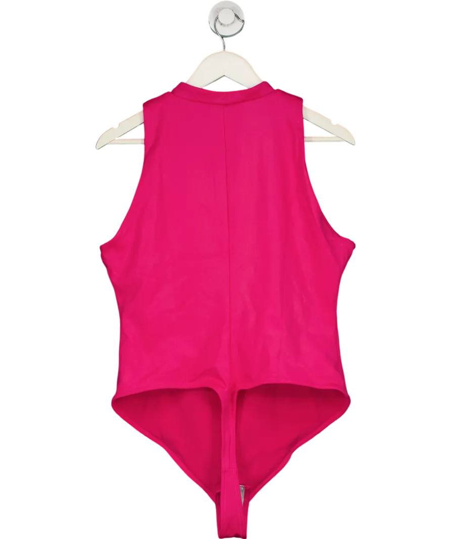 Popilush Pink Shapewear Faux Leather Mock Neck Zip Front Sculpting Bodysuit UK XXXL