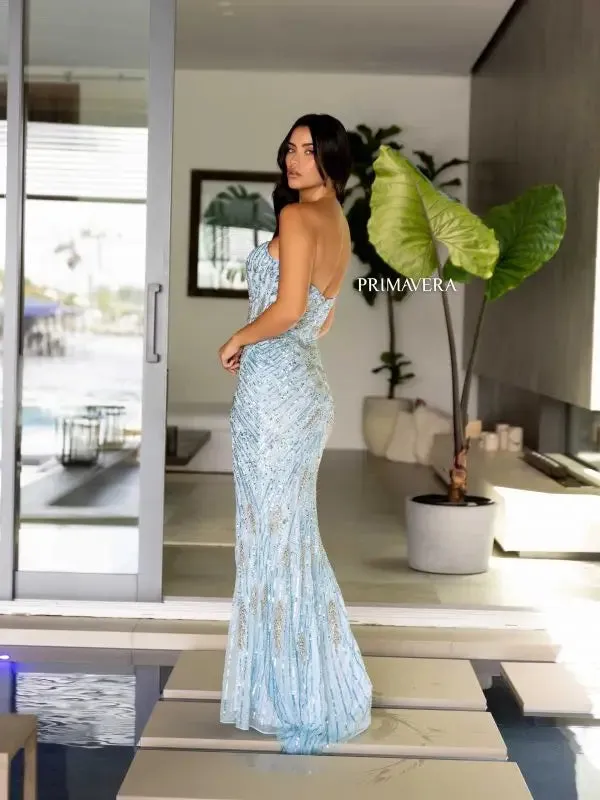 Primavera Couture 4108 Long Prom Dress  Sequin Fitted High Slit Strapless Sweetheart Neckline Formal Pageant Gown
