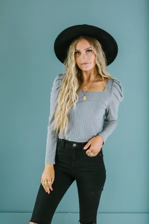 Puff Sleeve Ribbed Top