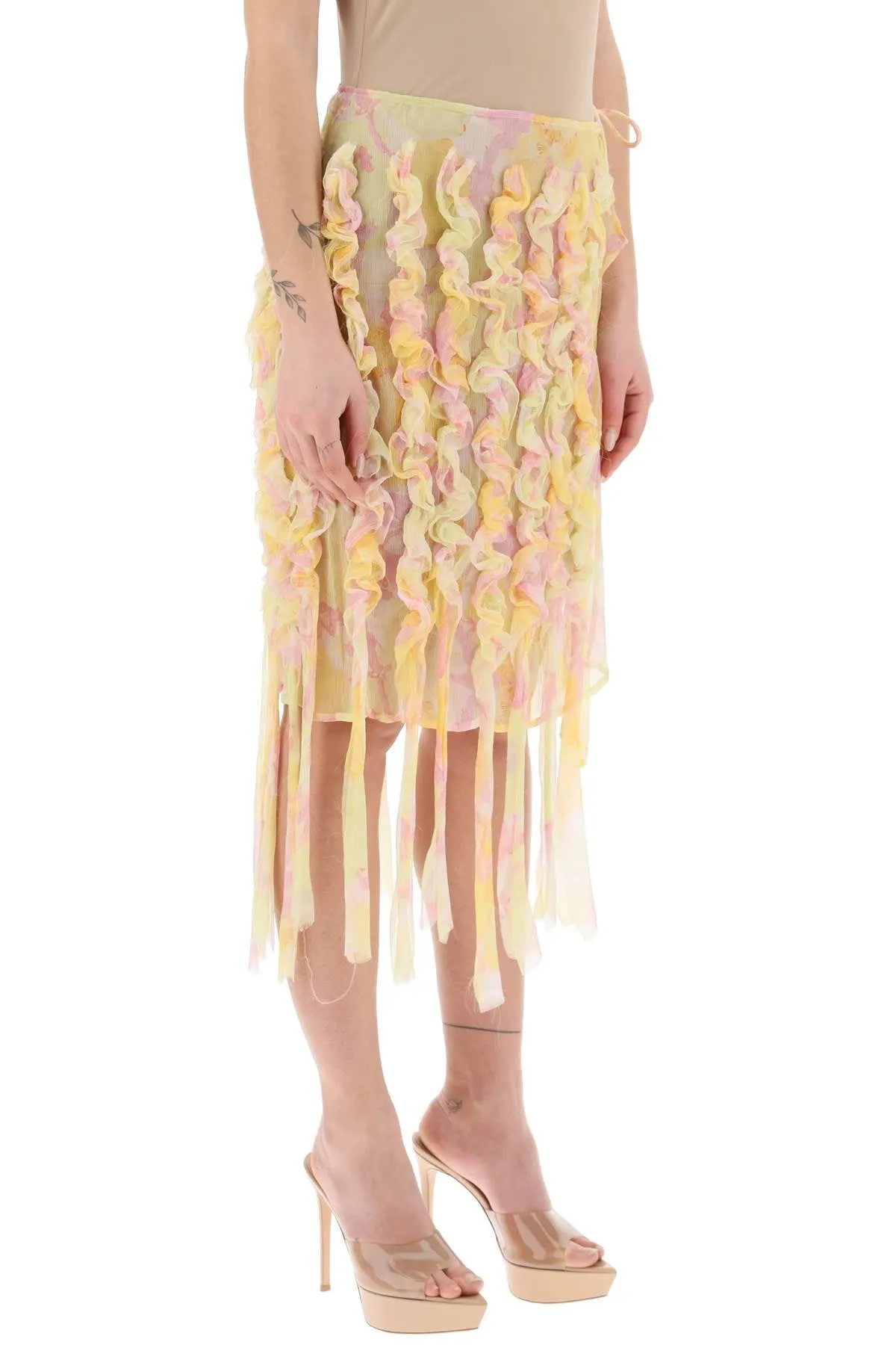 'simi' ruffle fringe pencil skirt