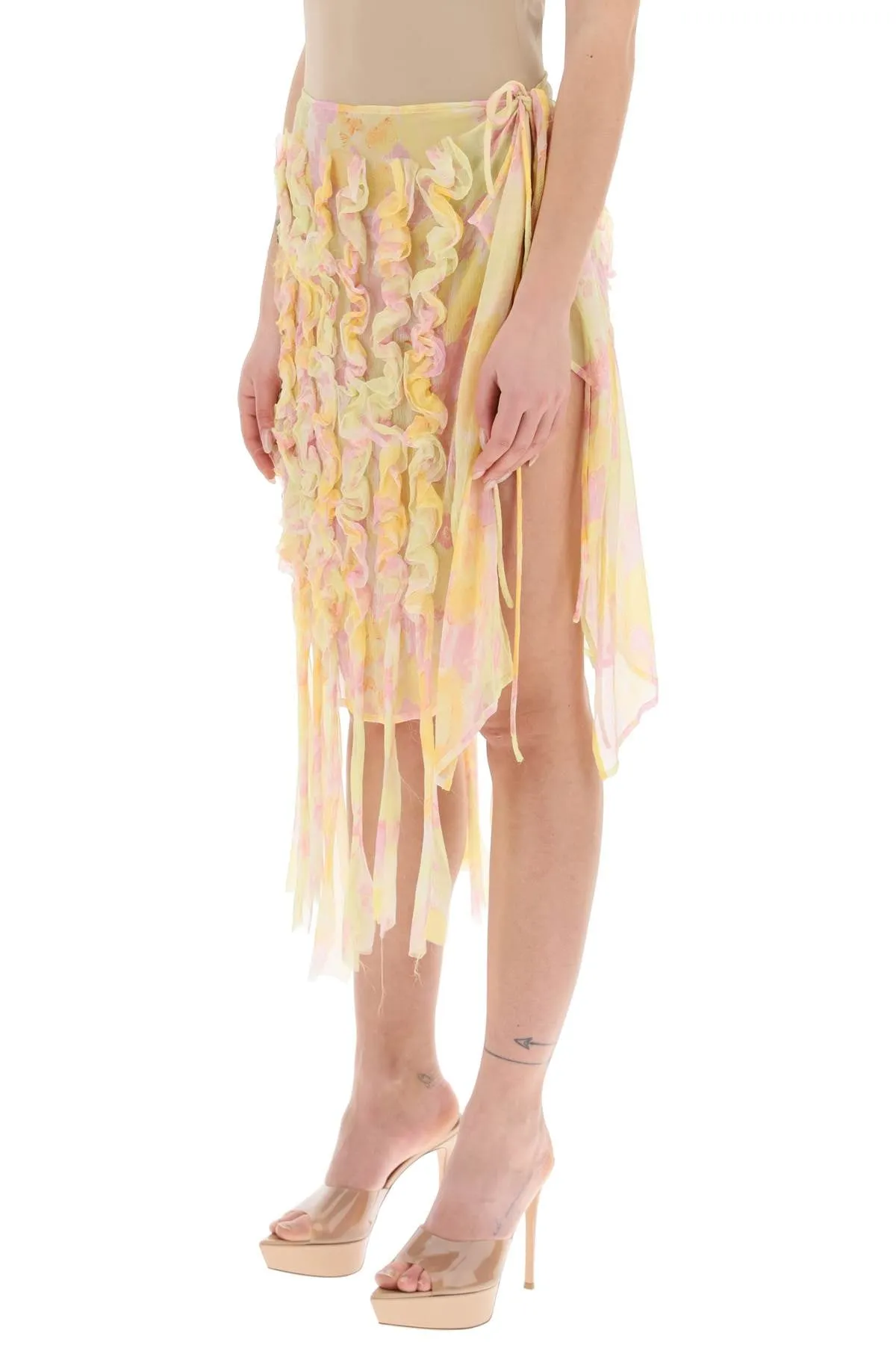 'simi' ruffle fringe pencil skirt
