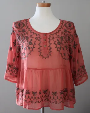 Soft Autumn Embroidered Boho Blouse