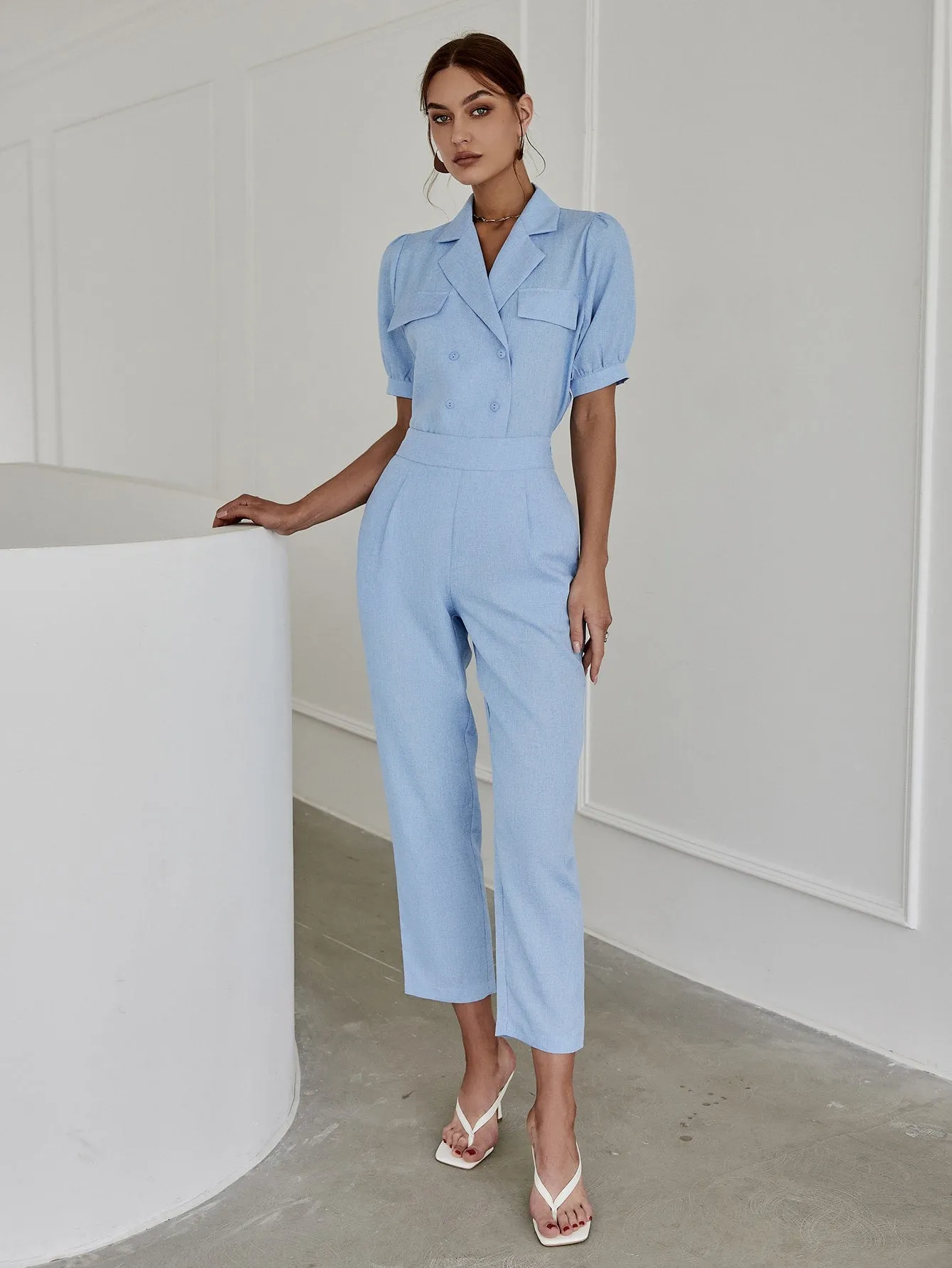 Sollinarry Flap Detail Button Front Shirt & Pants Set