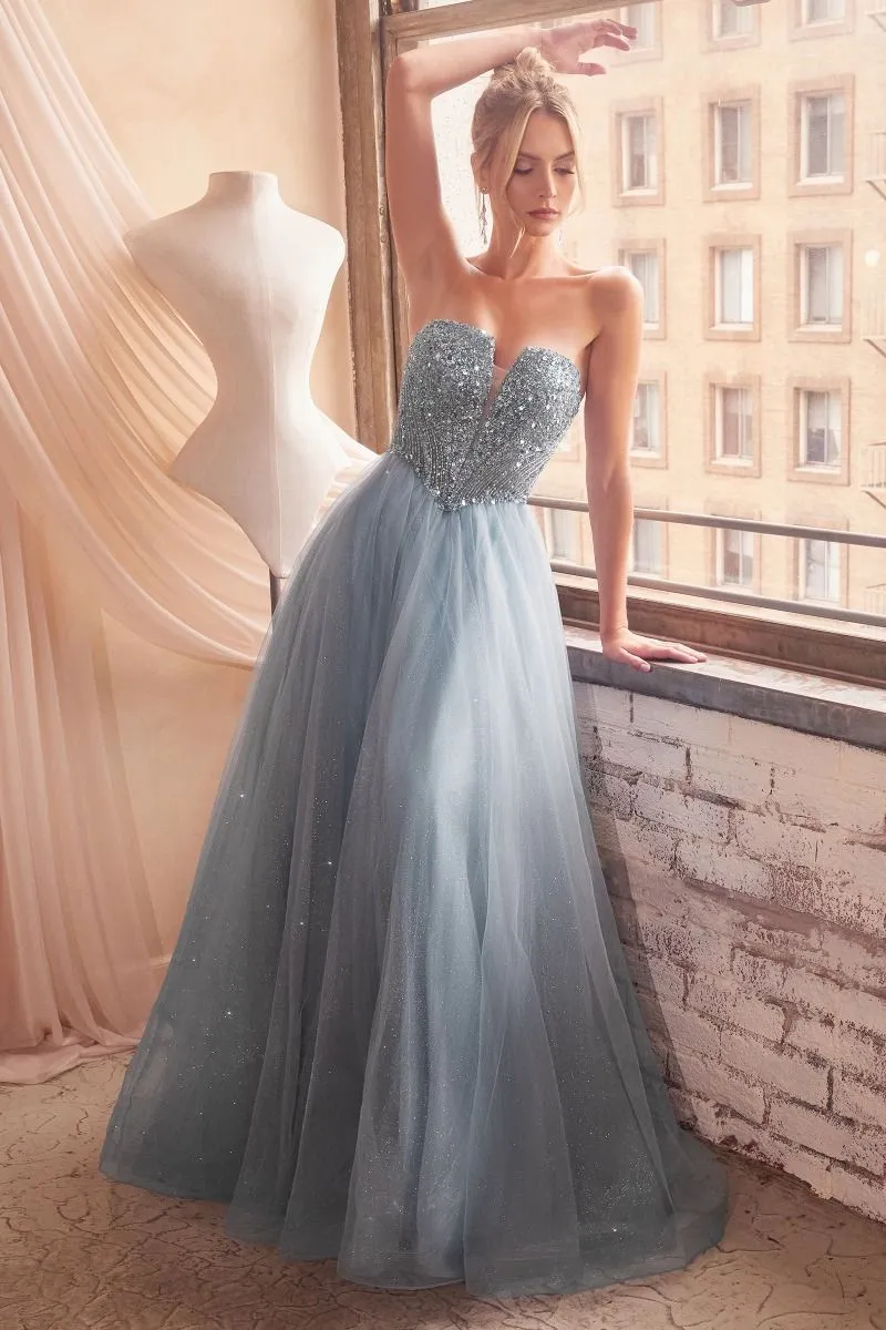Strapless Sequin A-line Dress CD0217