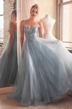 Strapless Sequin A-line Dress CD0217