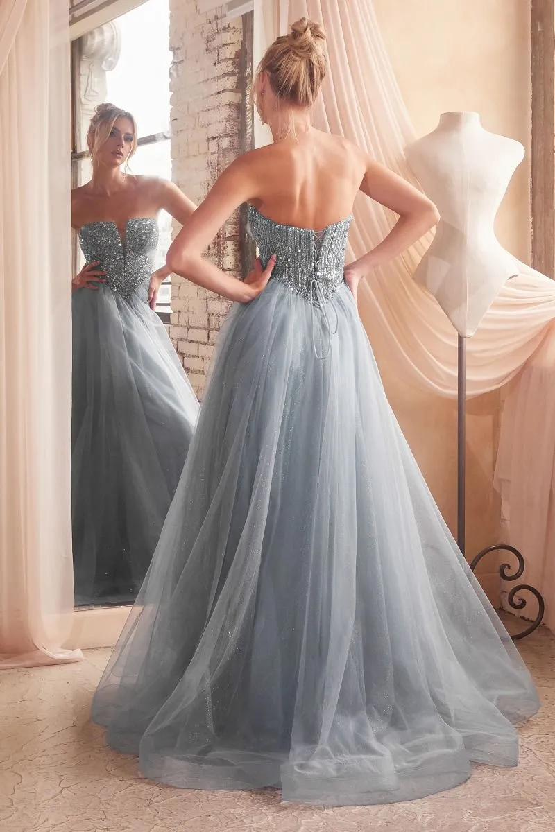 Strapless Sequin A-line Dress CD0217
