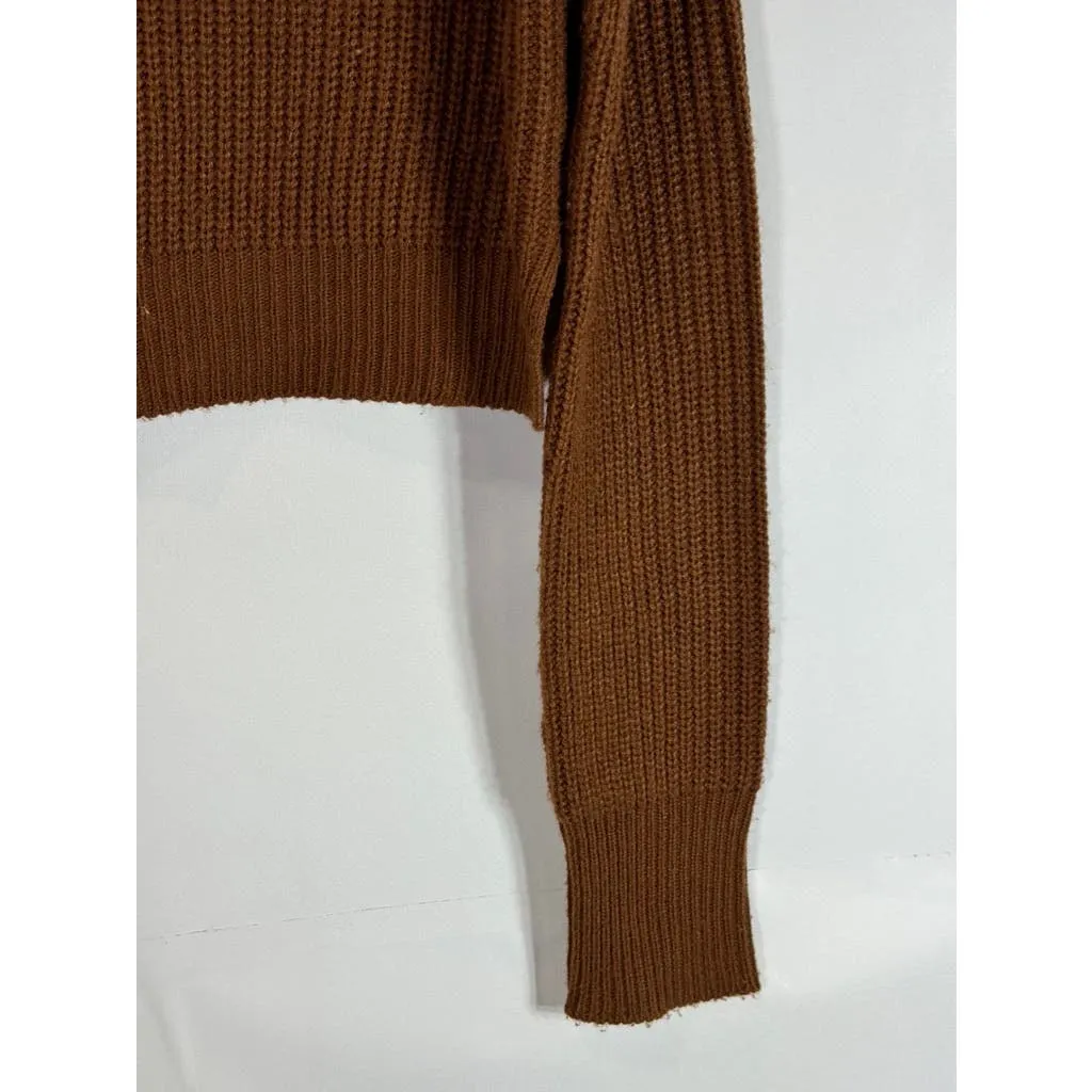 UK 2 LA Women's Brown Ribbed Knit Turtleneck Pullover Sweater SZ M