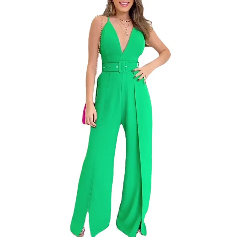 V-neck High-waisted Jumpsuit