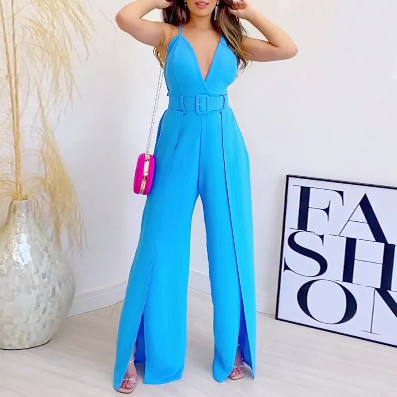 V-neck High-waisted Jumpsuit