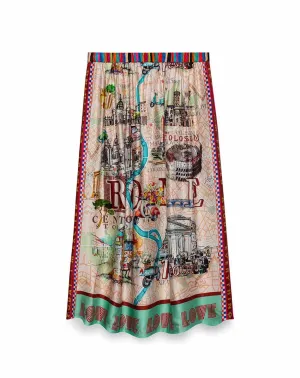 Vanessa Printed Rouge Midi Skirt