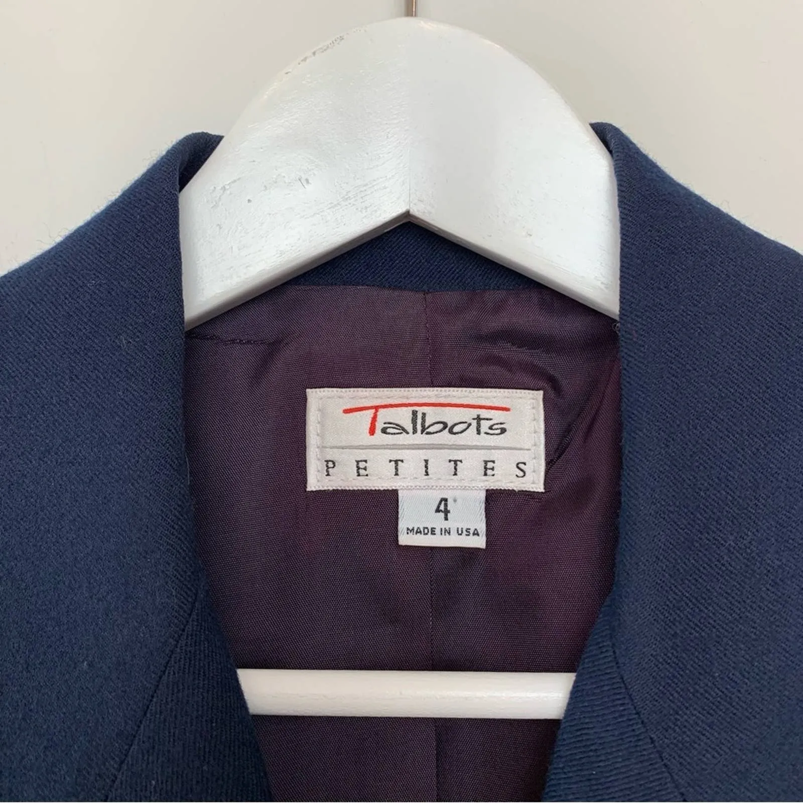 Vintage 80s 90s Talbots Blazer Double Breasted Gold Buttons Navy Blue 4P Wool