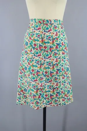 Vintage Ivy Print Floral Pencil Skirt